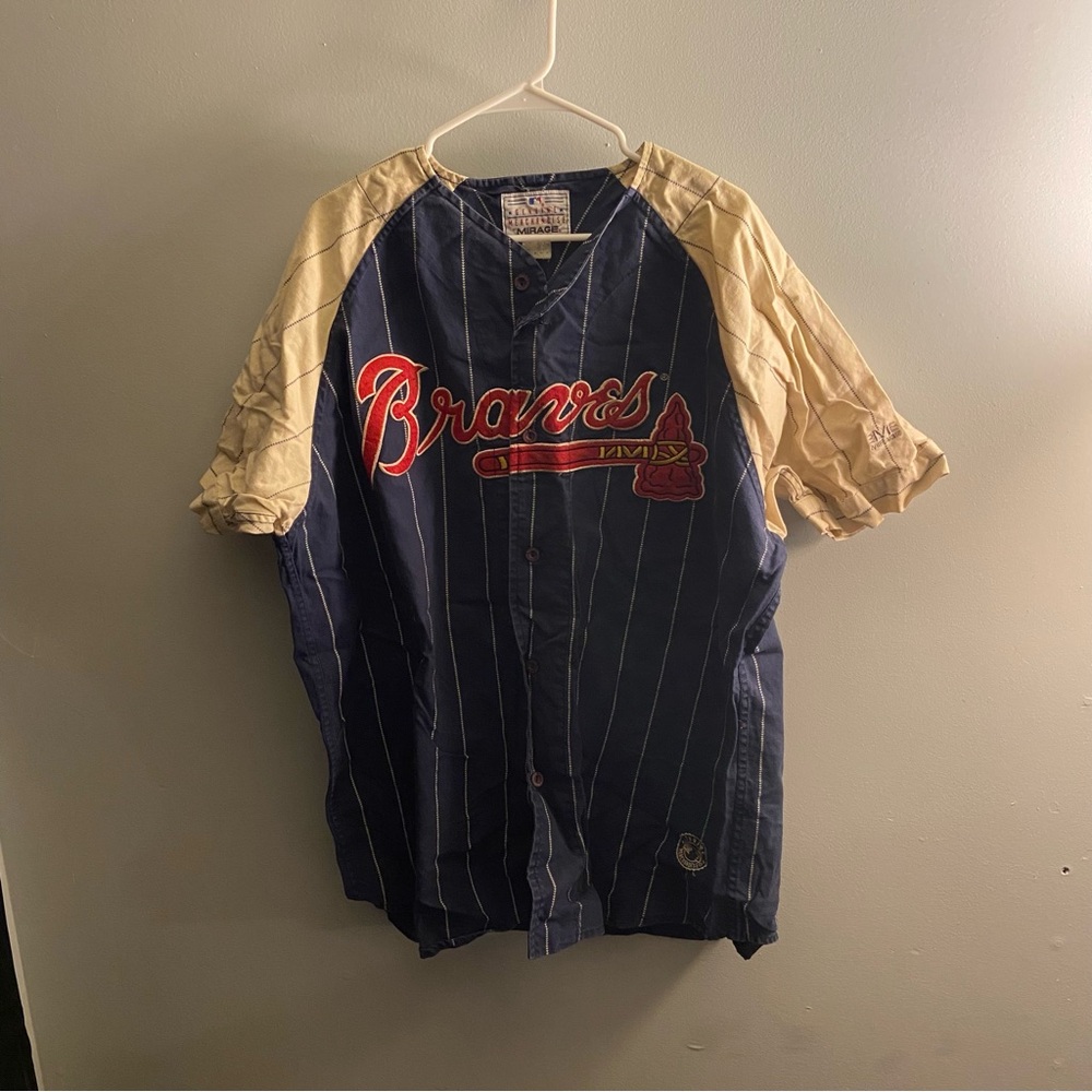 Vintage Mirage Atlanta Braves Jersey Men’s XL – Navy/Gold Pinstripe